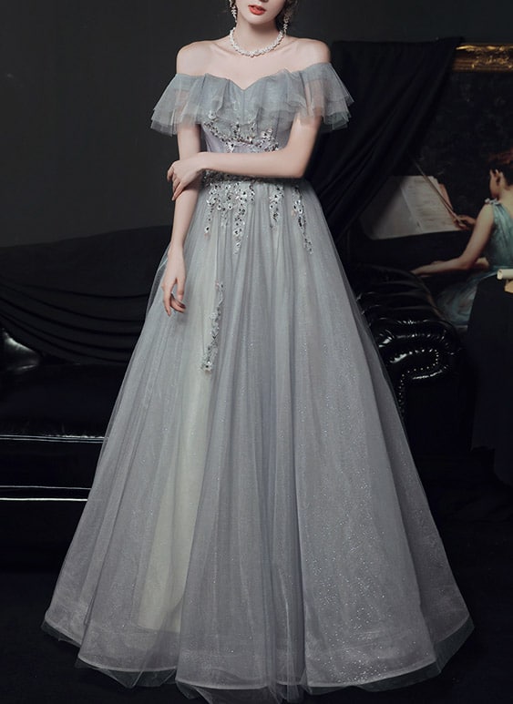 Graues Abendkleid Carmen
