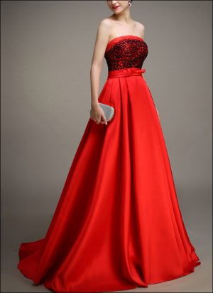 Rotes Satin Ballkleid BL170
