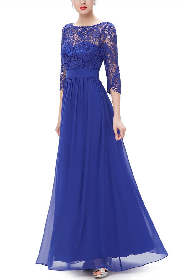 Royalblaues Abendkleid mit Spitze BL670