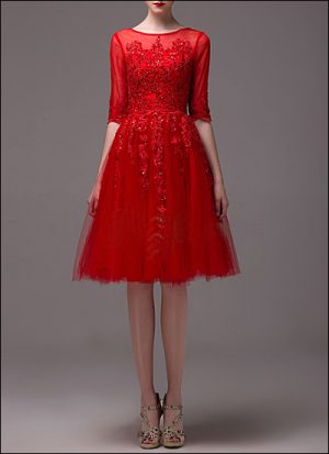 Geschnürtes Spitzenkleid in A-Linie CD1200