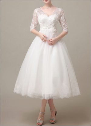 50er Jahre Brautkleid mit Spitzenärmeln WD121