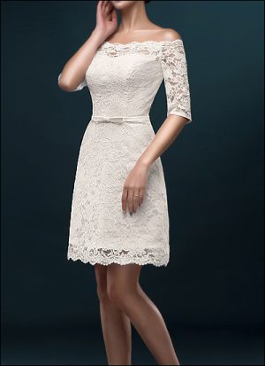Etui-Brautkleid Elfenbein WD178