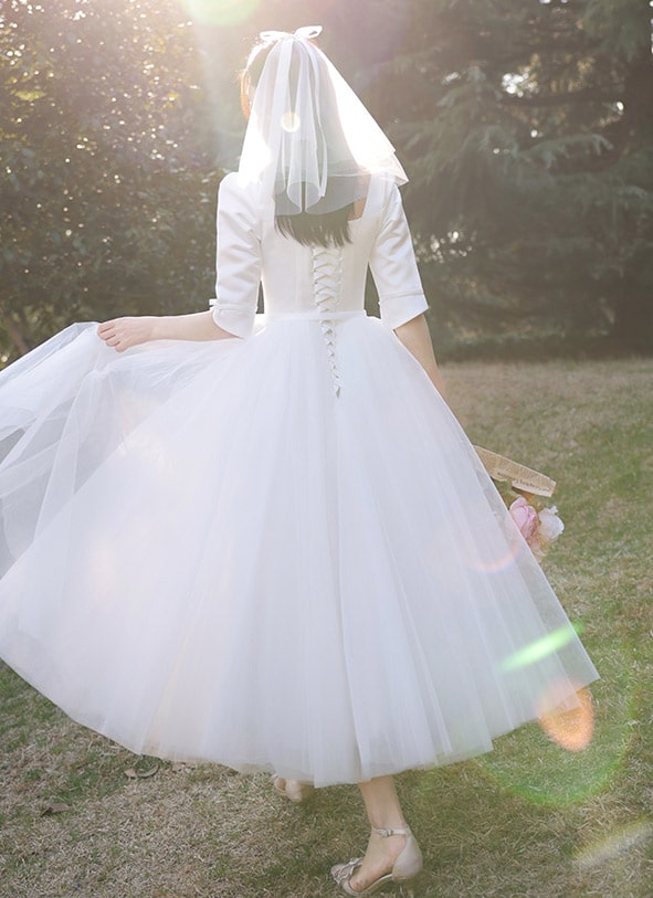 50er Jahre Brautkleid mit Ärmeln