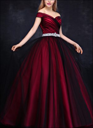 Prinzessin Ballkleid Schwarz Rot