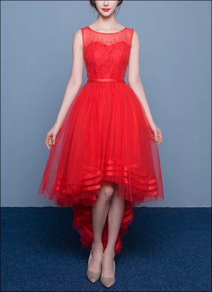 Vokuhila Kleid aus Spitze und Tüll