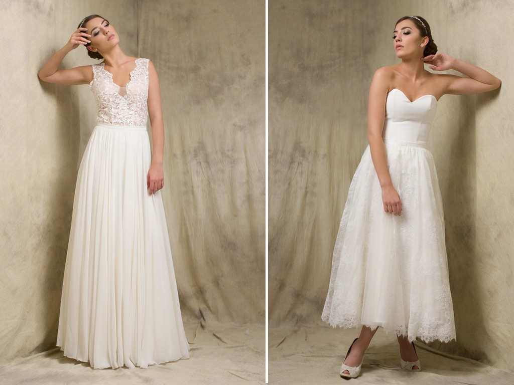 Brautkleid Zweiteiler in Ivory mit Rock und Oberteil – moderne und elegante Hochzeitsmode bei LAFANTA Berlin.