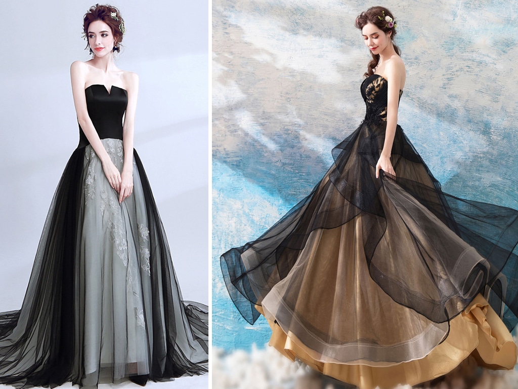 Schwarze Brautkleider – elegante schwarze Hochzeitskleider mit modernem, dramatischem Look