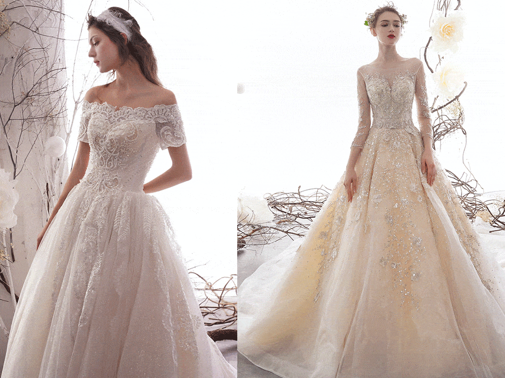 Prinzessinnen Brautkleid in A-Linie mit Spitze – märchenhaftes Princess Hochzeitskleid