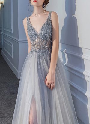 Abendkleid mit Trägern und Glitzer