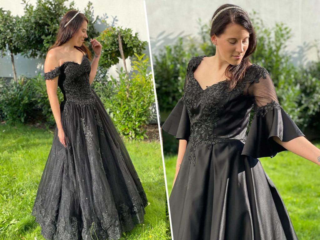 Elegantes schwarzes Brautkleid