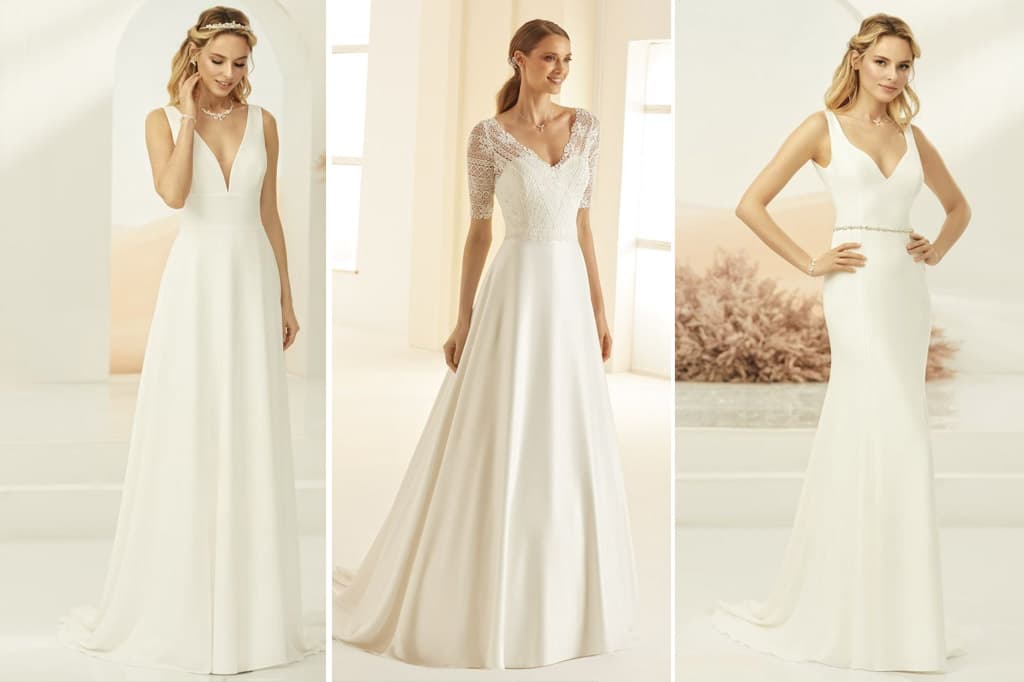 Drei schlichte Brautkleider in elegantem Stil – moderne Hochzeitskleider von LAFANTA Berlin.