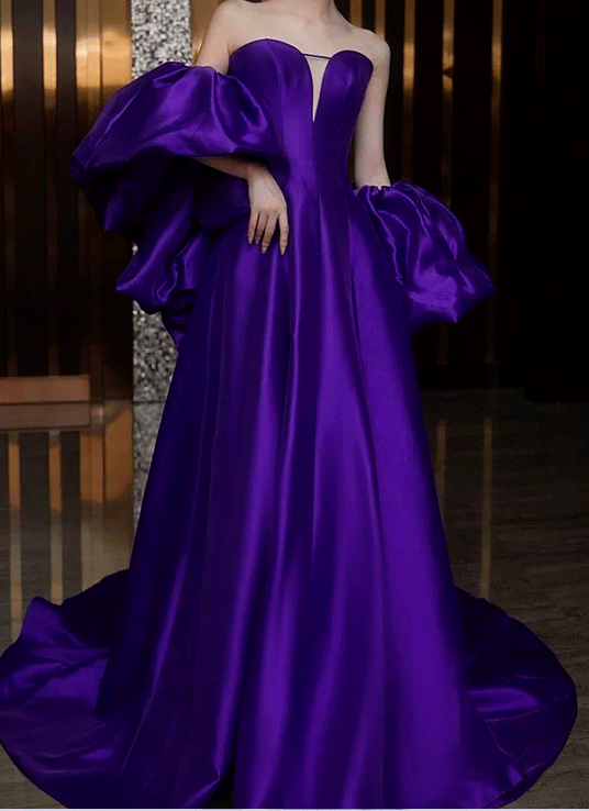 Abendkleid lila aus Satin mit weitem Rock – LAFANTA Berlin