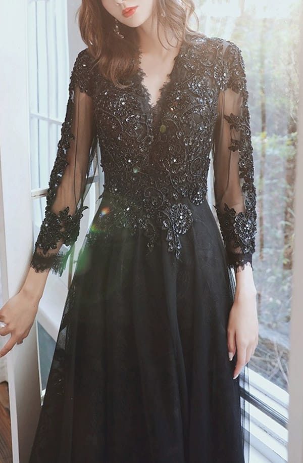 A-Linie Schwarzes Brautkleid