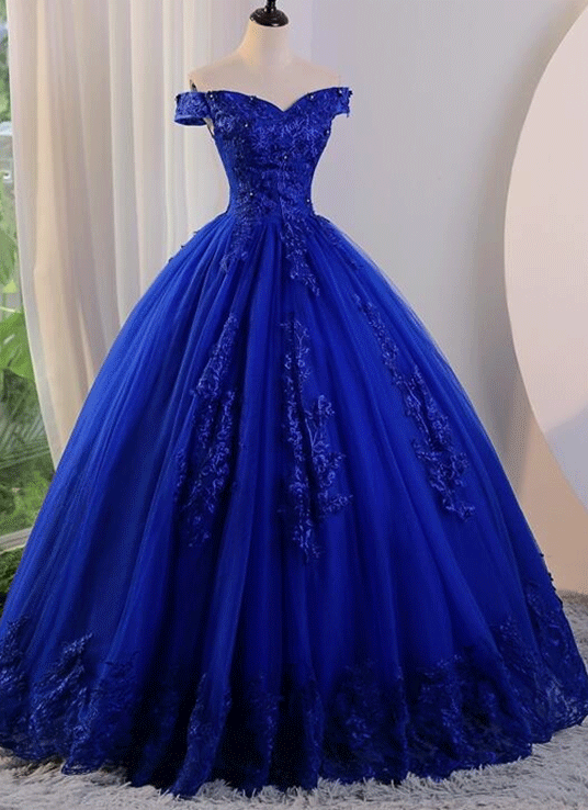 Brautkleid Royalblau Carmen mit Spitze und Tüll – LAFANTA Berlin