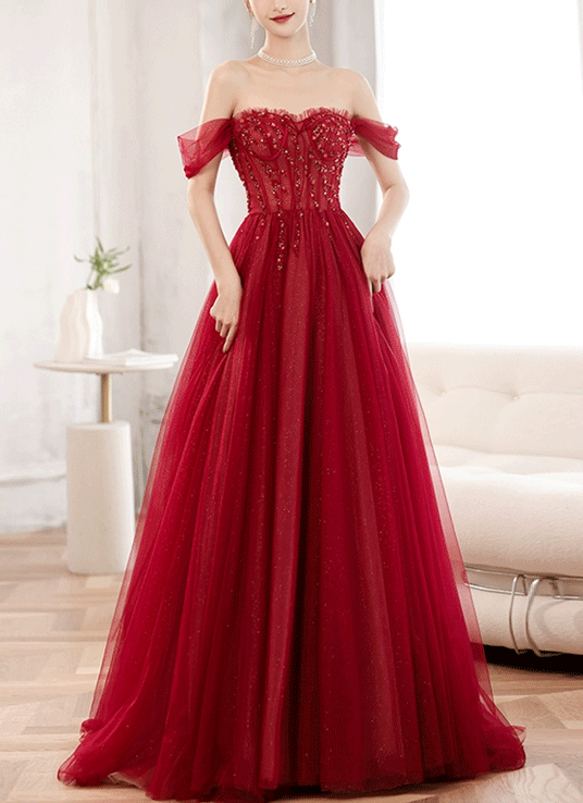 Rotes Abendkleid mit Glitzer und Corsage – elegantes Ballkleid aus Tüll von LAFANTA Berlin