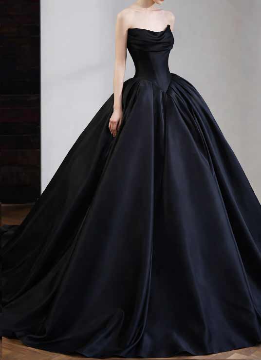 schwarzes brautkleid aus satin ballkleid lafanta